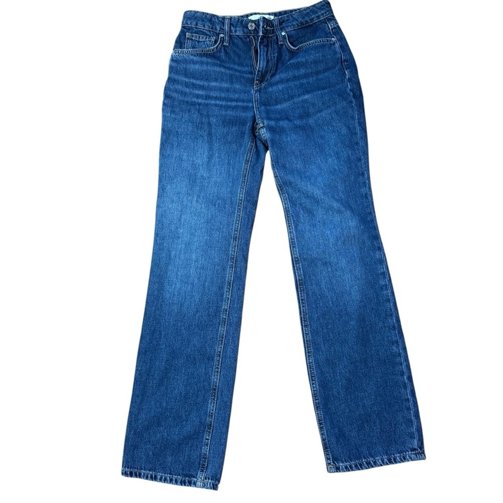Mango MNG Matilda Straight Leg Jeans Y2K Blue Mid Rise Denim Size 2